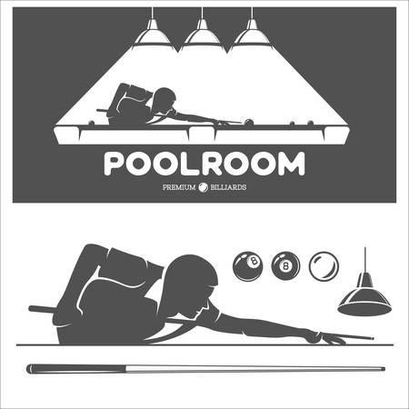 Billiard and pool vector set of design elements.のイラスト素材