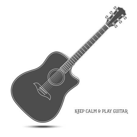Acoustic guitar isolated. Keep calm and play guitar.のイラスト素材