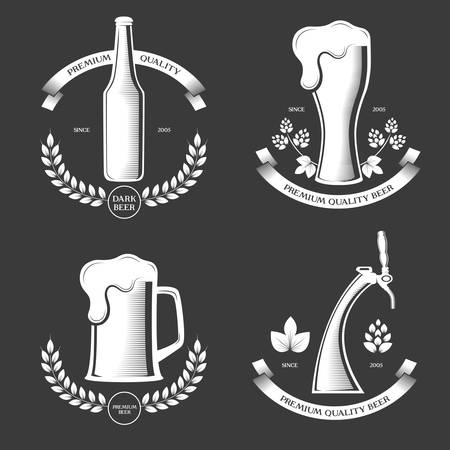 Beer pub vintage labels set vector illustration.のイラスト素材