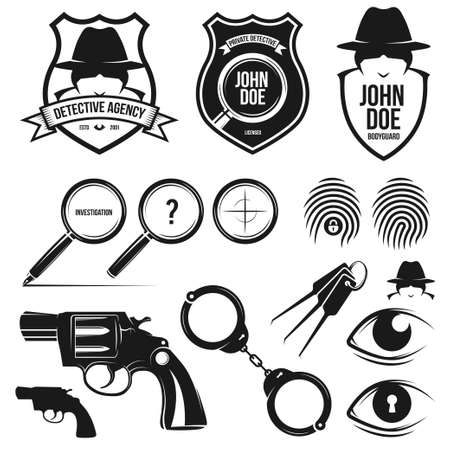 Private detective agency. Vector design elements toolkit.のイラスト素材