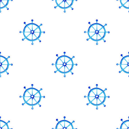 Watercolor steering wheel seamless pattern. Vector design element.のイラスト素材