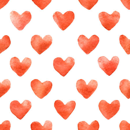 Watercolor hearts vector seamless pattern. Decorative design element.のイラスト素材