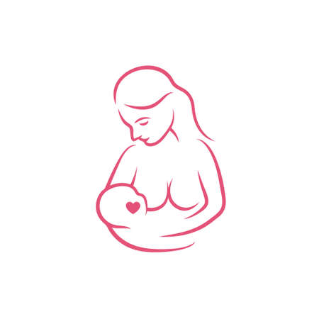 Breast feeding vector sign. Breastfeeding coalition emblem.の写真素材