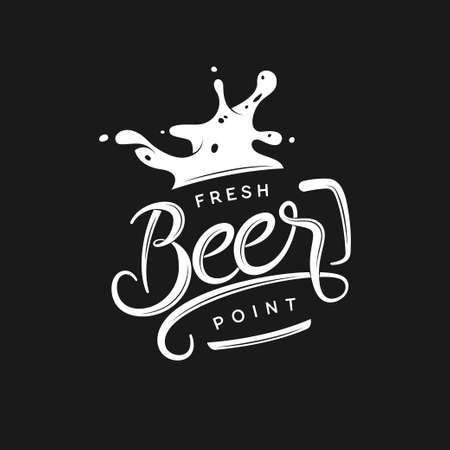 Beer point typography. Vector vintage lettering illustration. Chalkboard design element for beer pub. Beer advertising.