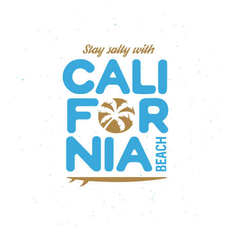 California beach t-shirt graphics. California related apparel design. Vintage style illustration.のイラスト素材