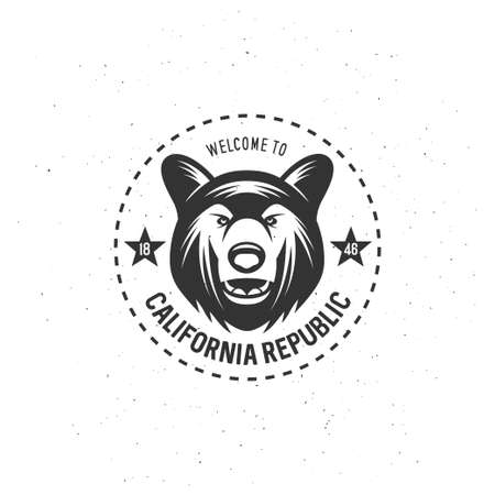 California republic t-shirt graphics. California related apparel design. Vintage style illustration.のイラスト素材