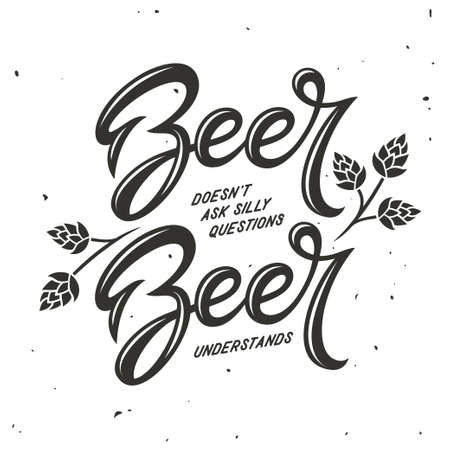 Beer related typography. Vector vintage illustration.のイラスト素材
