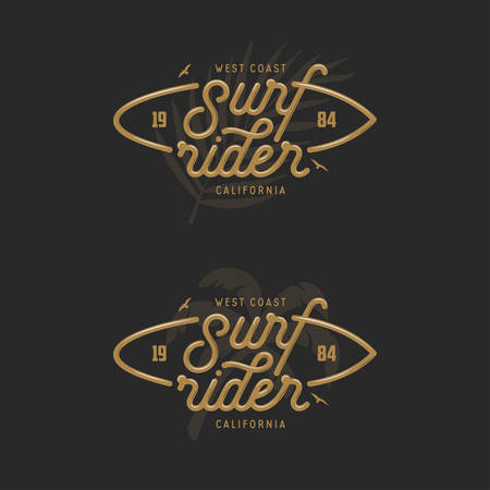 Surf rider lettering poster. Vector vintage illustration.のイラスト素材