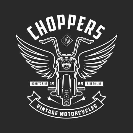 Vintage motorcycle t-shirt design. Racers club emblem. Vector illustration.のイラスト素材