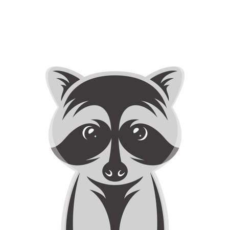 Raccoon baby cartoon style portrait. Nursery vintage vector illustration.のイラスト素材