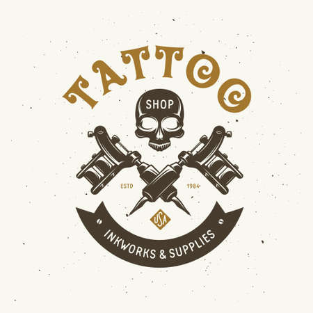 Tattoo studio emblem. Vector vintage illustration.のイラスト素材