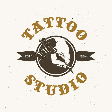 Tattoo studio emblem. Vector vintage illustration.のイラスト素材