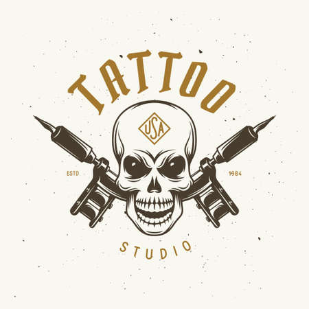 Tattoo studio emblem. Vector vintage illustration.のイラスト素材