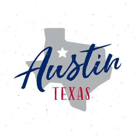 Austin Texas t-shirt design. Decorative design elements for prints, posters. Vector vintage illustration.のイラスト素材