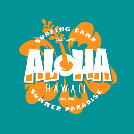 Aloha Hawaii floral t-shirt print design illustration.