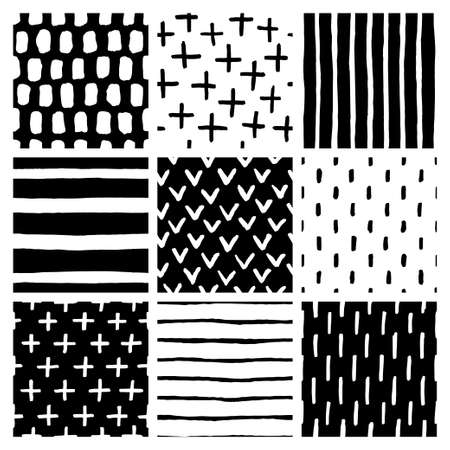 Set of Scandinavian style abstract seamless pattern illustration.のイラスト素材