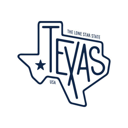 Texas related t-shirt design. The lone star state. Monochrome concept on white background. Vintage vector illustration.のイラスト素材
