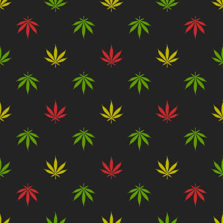 Cannabis marijuana seamless pattern. Minimalist style decorative elements for apparel design prints wrapping paper. Vector illustration.のイラスト素材