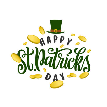 Happy Saint Patricks Day greeting lettering template.のイラスト素材