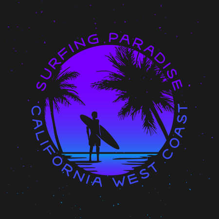 California surfing t-shirt apparel design. Vector illustration.のイラスト素材