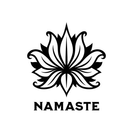 Namaste sign. Yoga center emblem. Vector vintage illustration.のイラスト素材