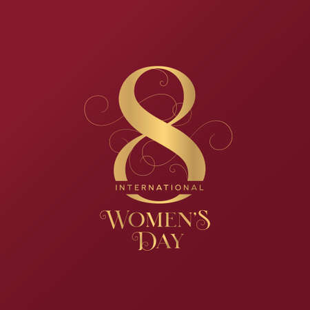 Womens day golden typography greeting card. Vector illustration.のイラスト素材