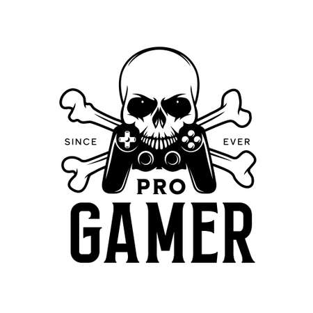 Video games related t-shirt design. Pro gamer quote text phrase quotation. Vector vintage illustration.のイラスト素材