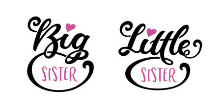 Big sister little sister kids clothes typography.のイラスト素材