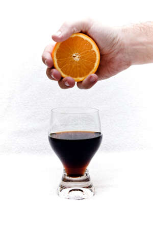 one orange and one glass の写真素材