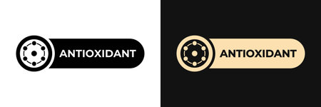 Premium Antioxidant label vector design for packaging. Antioxidant icon gold illustration, , symbol,...