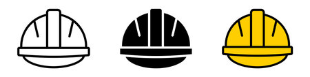 Hard hat helmet icon. Engineer cap vector illustration. Construction symbol. Industrial equipment icons isolated.のイラスト素材