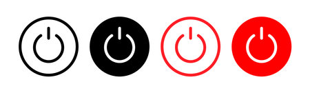 Power button vector icon set. Turn off symbol. Start button illustration isolated. Stop sign.