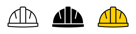 Hard hat helmet icon. Construction vector illustration. Engineer symbol. Industrial equipment icons isolated.のイラスト素材