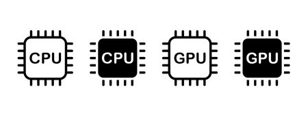 CPU and GPU core icon. Central graphic processor symbol. Circuit board chipset vector illustration....