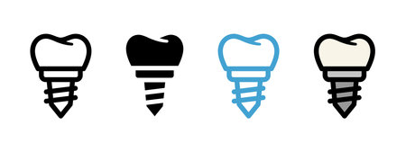 Dental implant icon. Tooth implant vector illustration. Teeth health dentistry . Dental emblem....