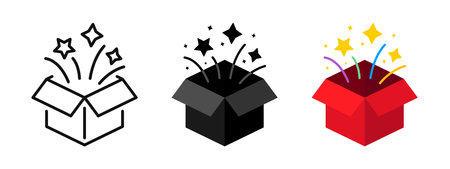 Surprise box icon. Birthday present vector illustration. Christmas gift symbol. Holiday celebration...