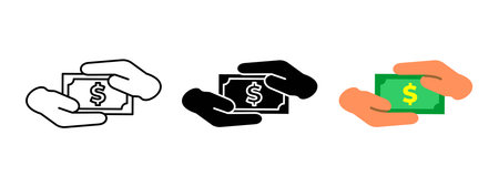 Payment icon. Hand holding dollar symbol. Money and finance vector illustration. Cash transaction...