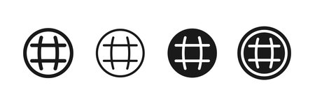 Globe icon. Minimal world grid shapes form a clean global interface vector. Internet earth sign fits web navigation symbol. Modern worldwide connection concept. Simple digital planet pictogram.のイラスト素材