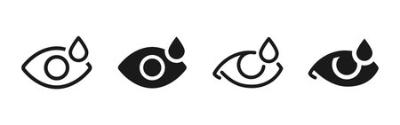 Eye pain and tear icon representing vision problems, eye irritation and medical symptoms. Vector symbol for ophthalmology, dry eye, crying and healthcare concepts.のイラスト素材