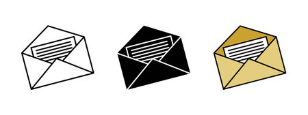 Envelope letter icon. Open mail vector illustration. Post message symbol. Open mailbox sign. Inbox...