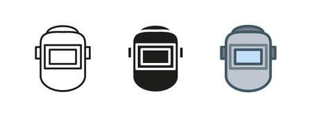 Welding helmet icon. Protective headgear symbol. Industrial safety shield vector illustration....