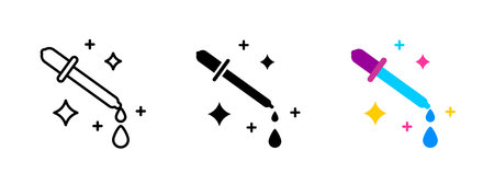 Dropper serum icon. Pipette with liquid drops for skincare and hydration. Beauty treatment and...