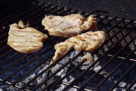 Chicken breast on grillの写真素材