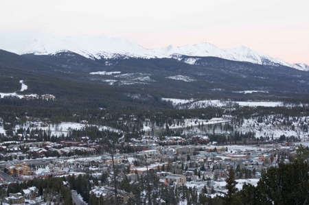 Breckenridge, Colorado  01/26/2013- Sunrise over Breckenridge Ski Area and Town Areaのeditorial素材
