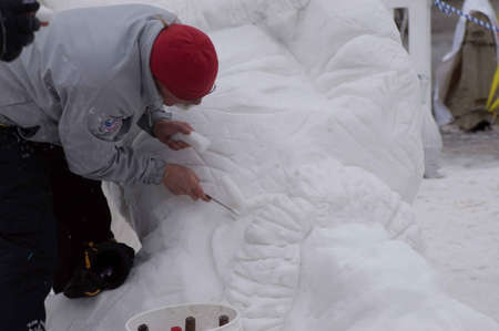 Breckenridge, Colorado  01/26/2013- Ice Sculpture Competition Canada Yukonのeditorial素材