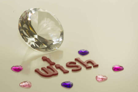 valentine s Day I Wish with Heart and Large Diamond and Small Gemsの写真素材