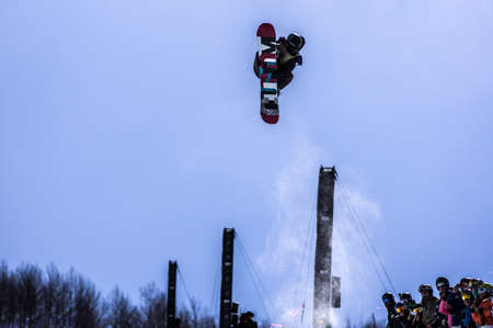 Vail, Co. - February 28, 2013 - Burton US Open Snowboarding Championship Half Pipe Ayumu Hiranoのeditorial素材