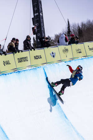 Vail, Co. - February 28, 2013 - Burton US Open Snowboarding Championship Half Pipe Luke Mitrani