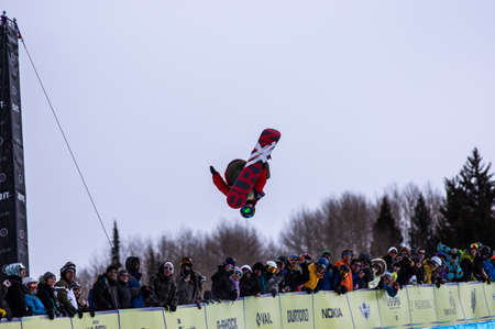Vail, Co. - February 28, 2013 - Burton US Open Snowboarding Championship Half Pipe Peetu Piiroinenのeditorial素材