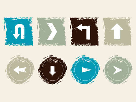 Set of icons with arrows in grunge styleのイラスト素材